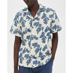 OAS Sail Contrast Cuba Terry Shirt XL NEW Woven Jacquard Short Sleeve Button Up